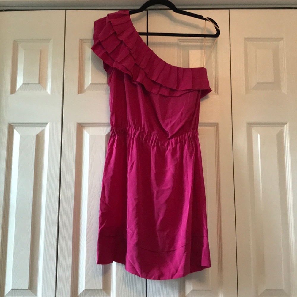 Silk One Shoulder Pink Dress